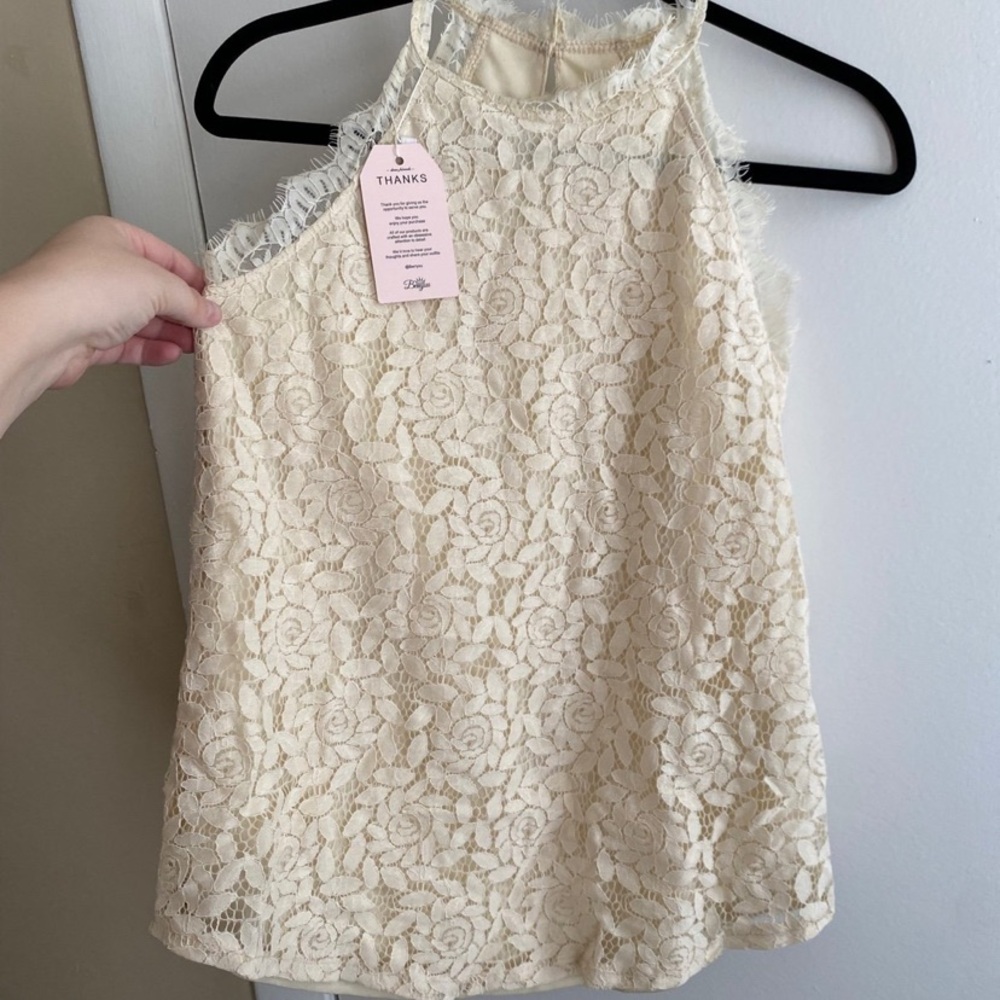 *NWT beayou cream lace high neck tank top size small